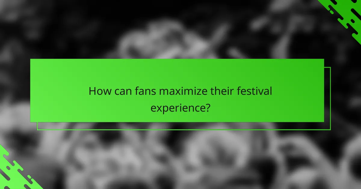 How can fans maximize their festival experience?
